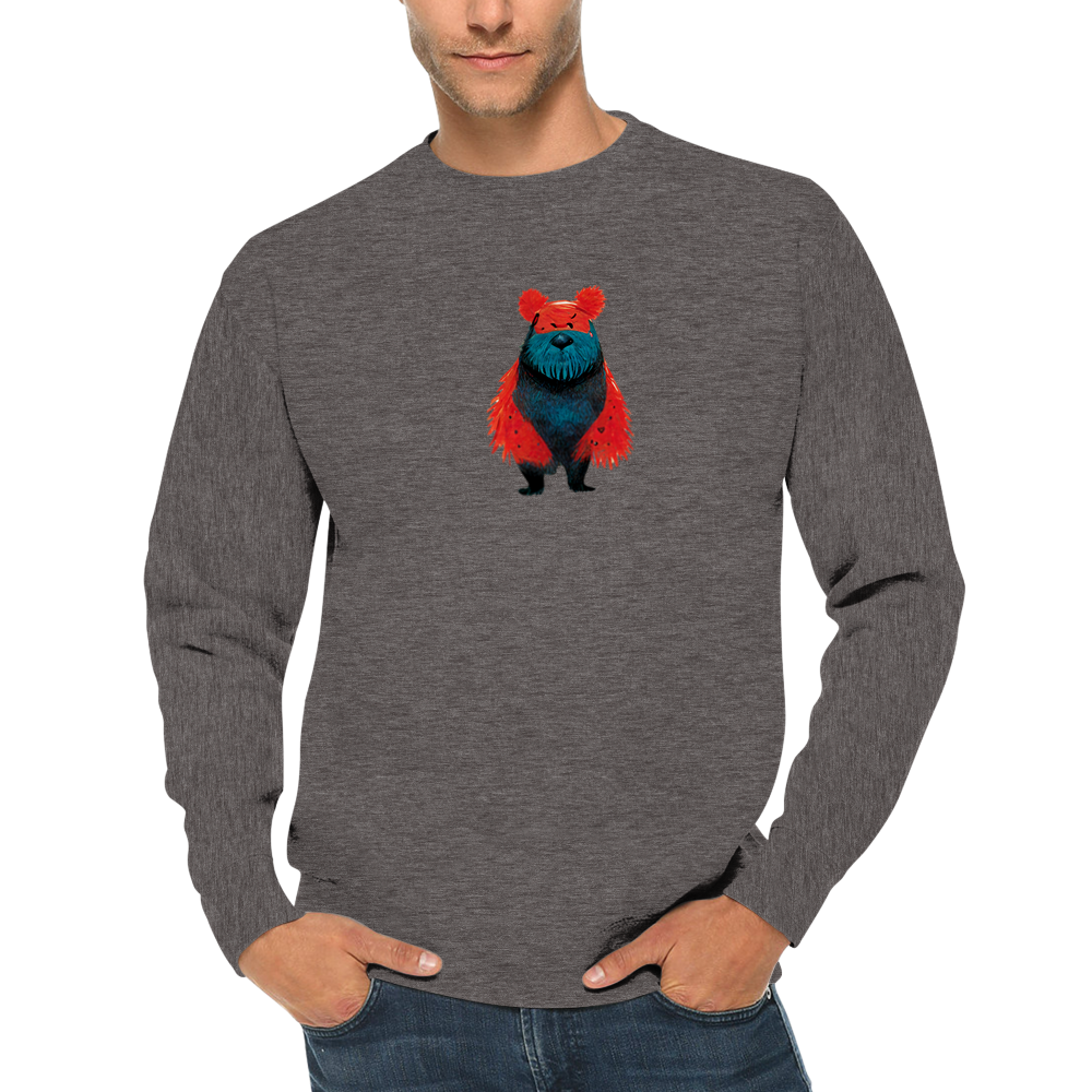 Cute Cartoon Bear Print Premium Unisex Crewneck Sweatshirt.