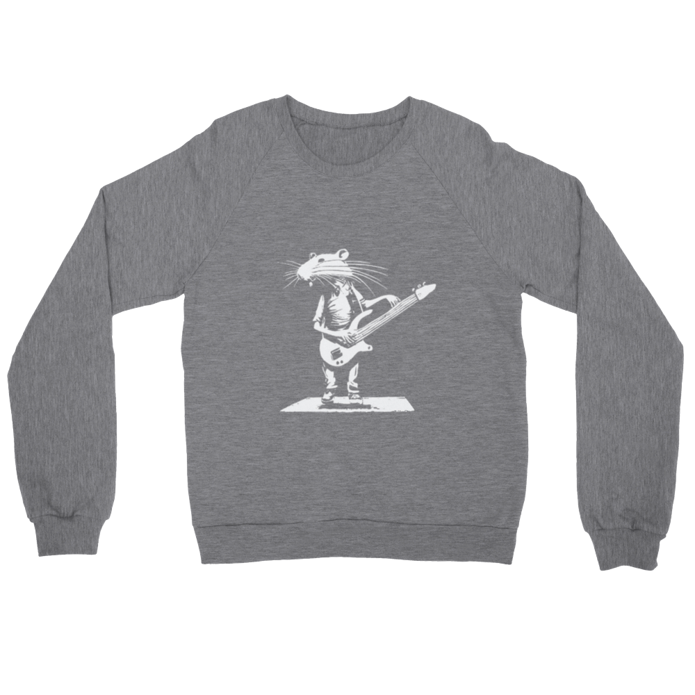 Rat Playing a Bass Guitar Premium Unisex Crewneck Sweatshirt