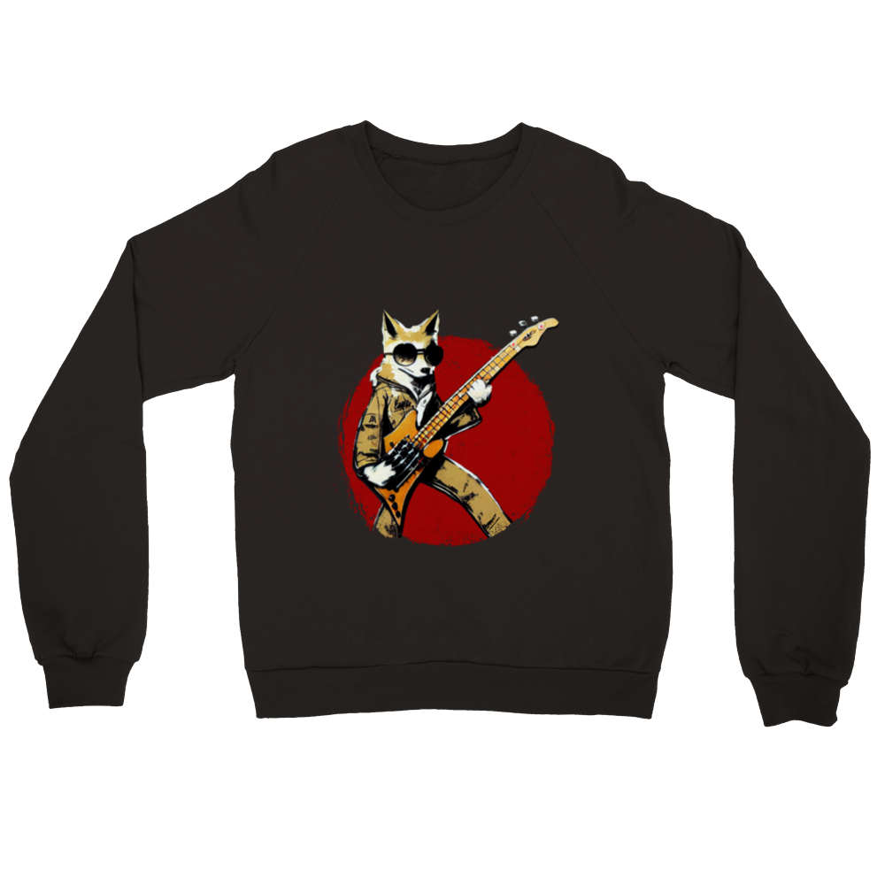 Fox Playing a Bass Guitar Premium Unisex Crewneck Sweatshirt