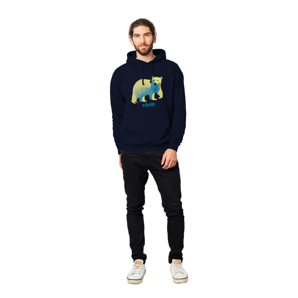 Chill, Polar Bear Print Premium Unisex Pullover Hoodie
