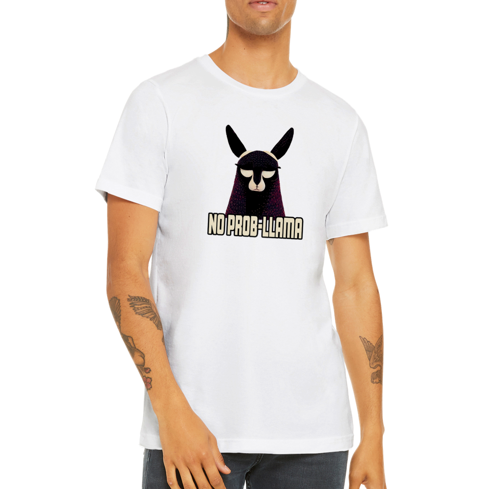 No Prob-Llama Print Premium Unisex Crewneck T-Shirt - Your Fun and Stylish Wardrobe Essential!