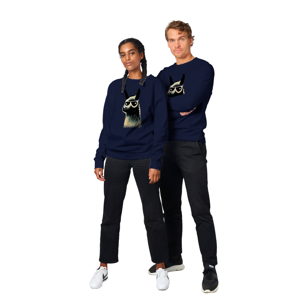 Llama Wearing Sunglasses Print Premium Unisex Crewneck Sweatshirt