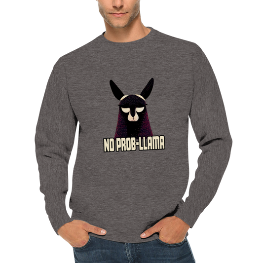No Prob-Llama Print Premium Unisex Crewneck Sweatshirt
