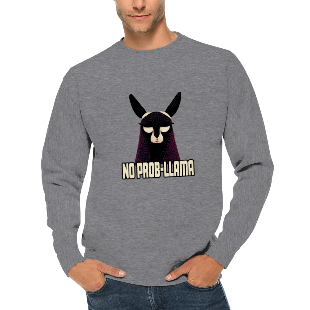 No Prob-Llama Print Premium Unisex Crewneck Sweatshirt