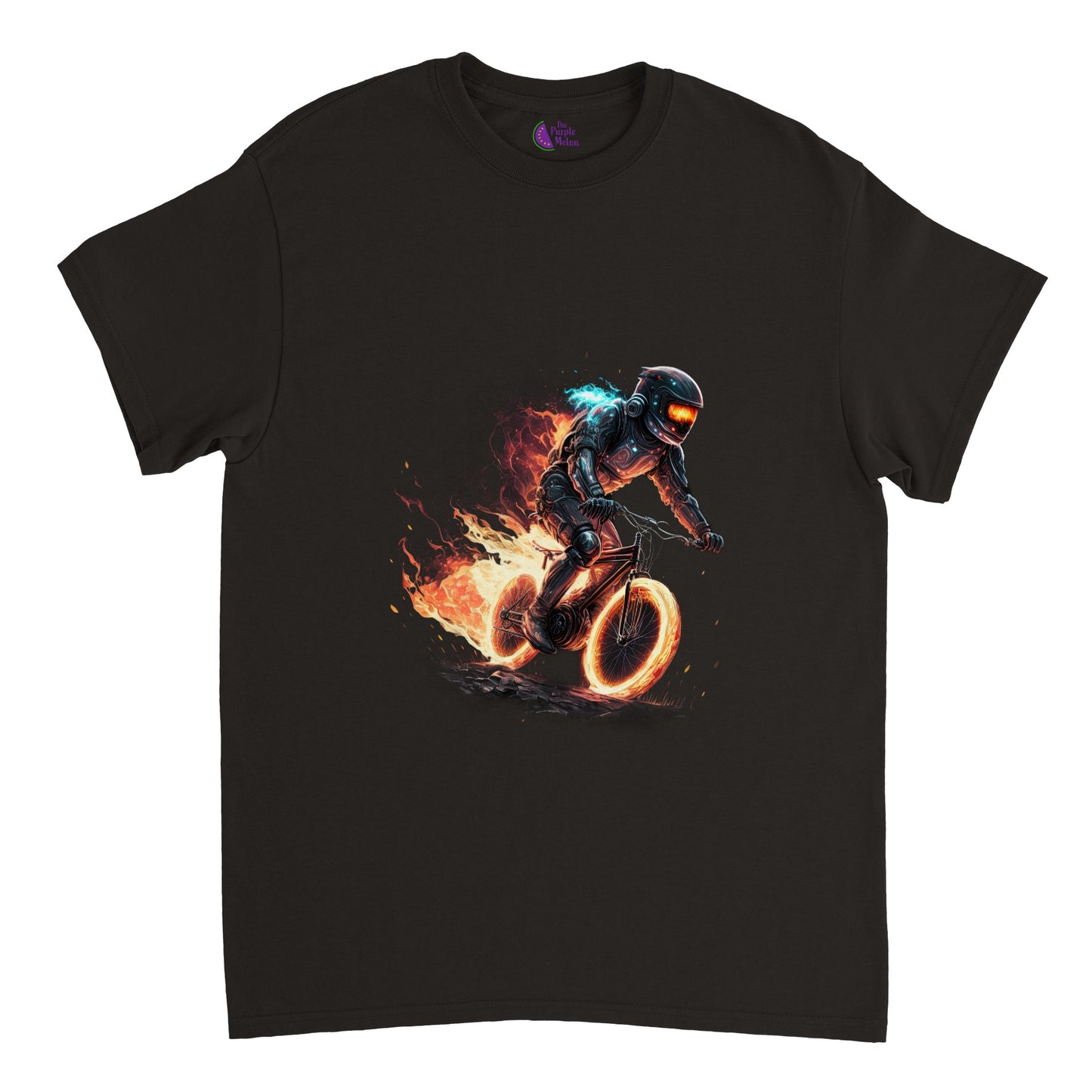 Space Robot on Fire Downhill Mountain biking Heavyweight Unisex Crewneck T-shirt