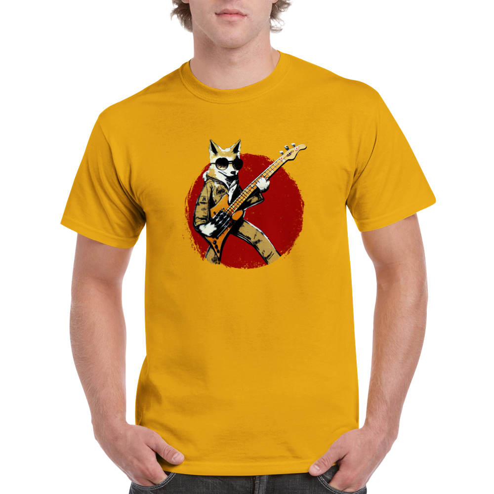 Fox Playing Bass Guitar Heavyweight Unisex Crewneck T-shirt