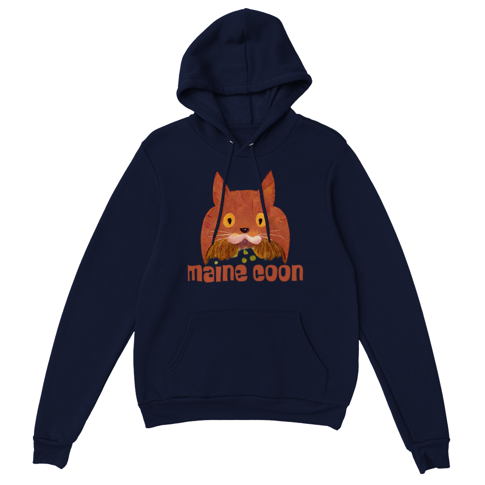 Cute Maine Coon Print Premium Unisex Pullover Hoodie.