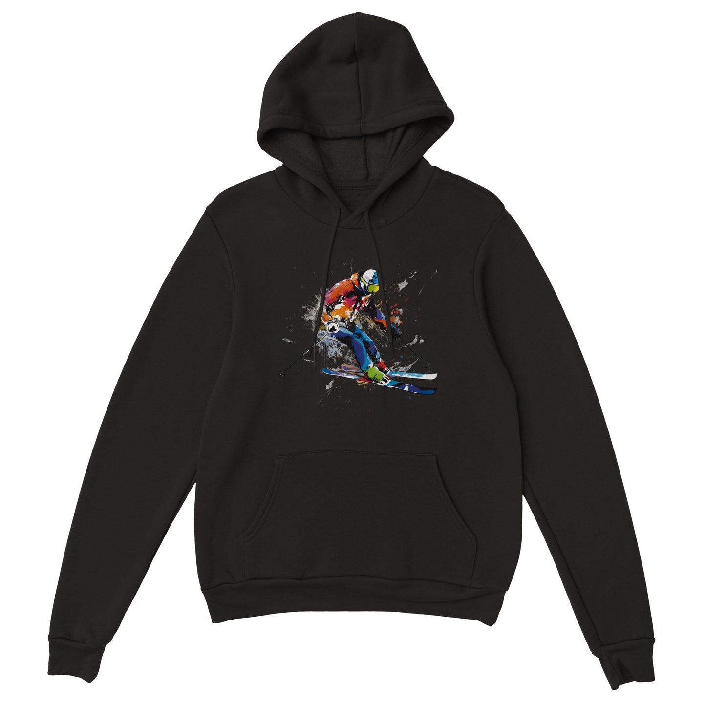 Black hoodie with a skier print