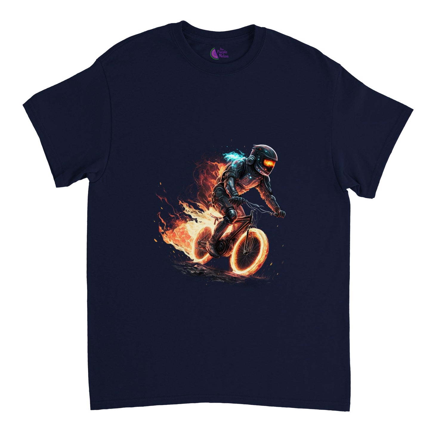 Space Robot on Fire Downhill Mountain biking Heavyweight Unisex Crewneck T-shirt