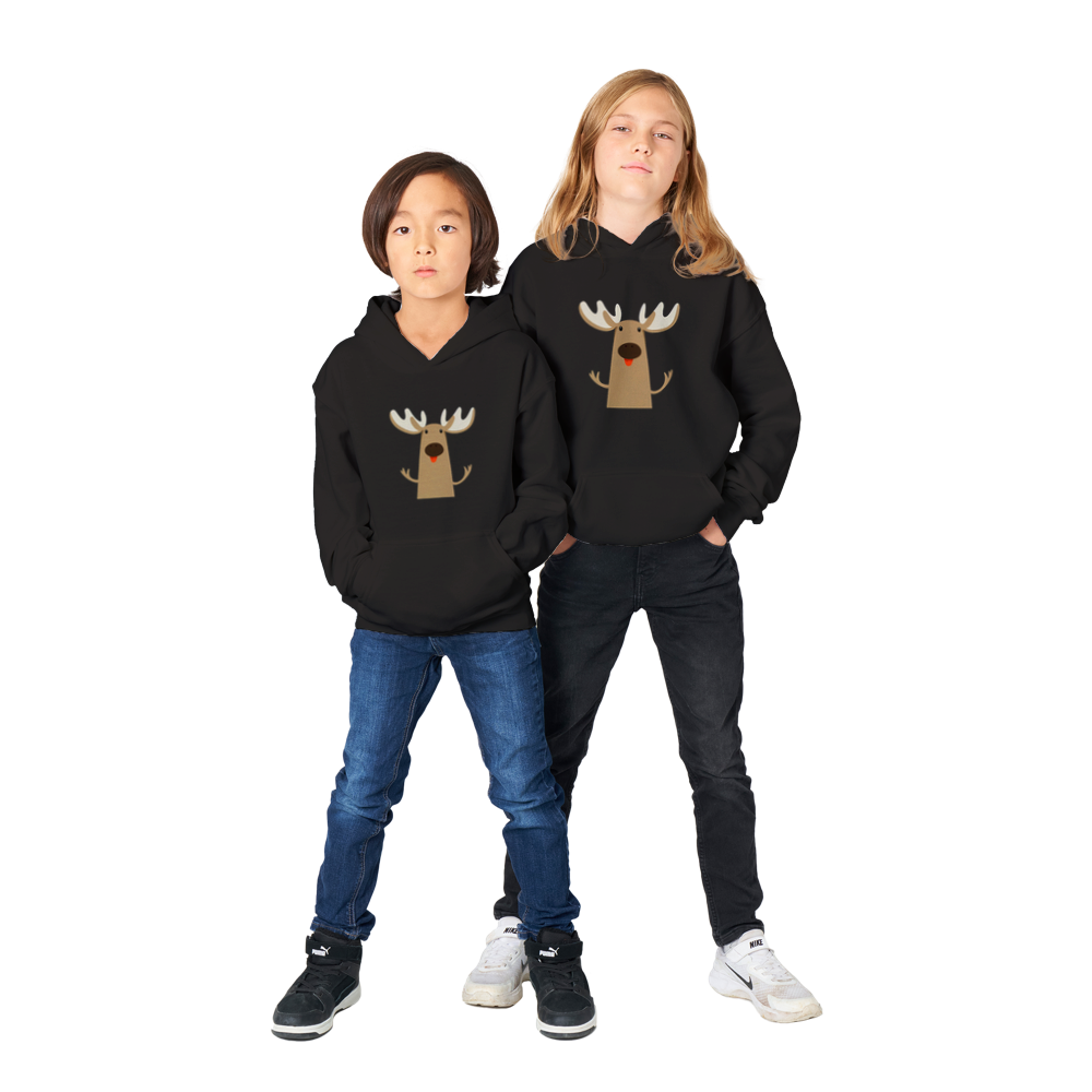 Moose Print Classic Kids Pullover Hoodie