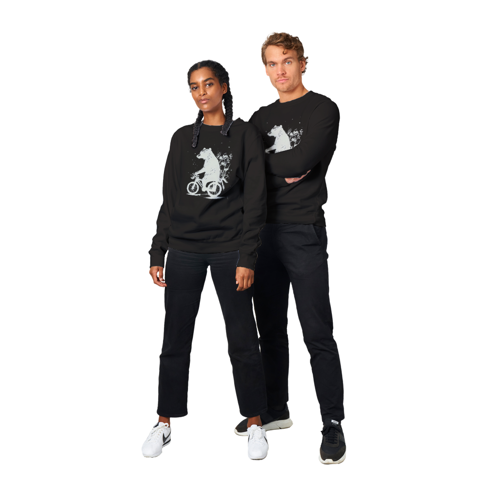 Bear Riding a Bike Premium Unisex Crewneck Sweatshirt