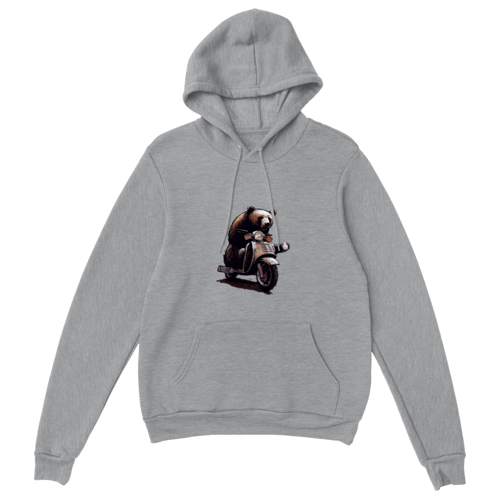 Bear Riding a Motor Scooter Premium Unisex Pullover Hoodie