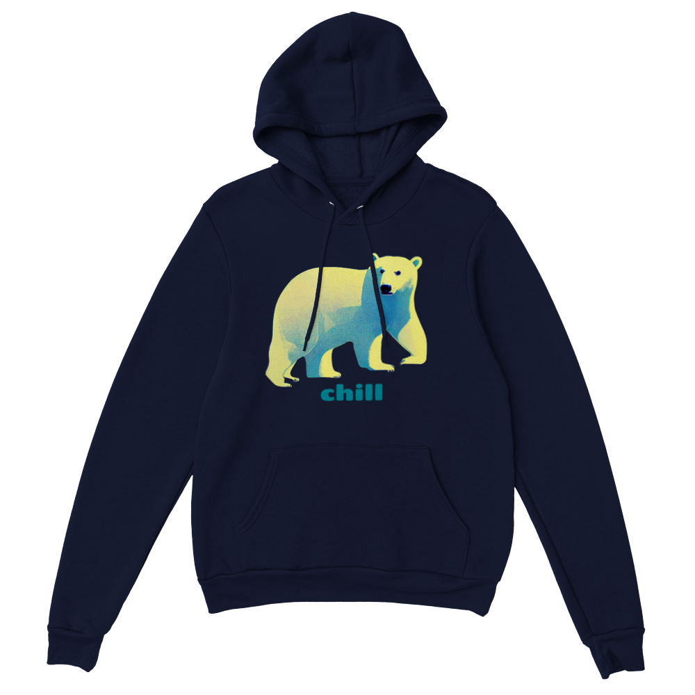 Chill, Polar Bear Print Premium Unisex Pullover Hoodie