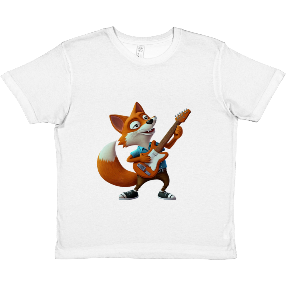 Fox Playing a Guitar Premium Kids Crewneck T-shirt