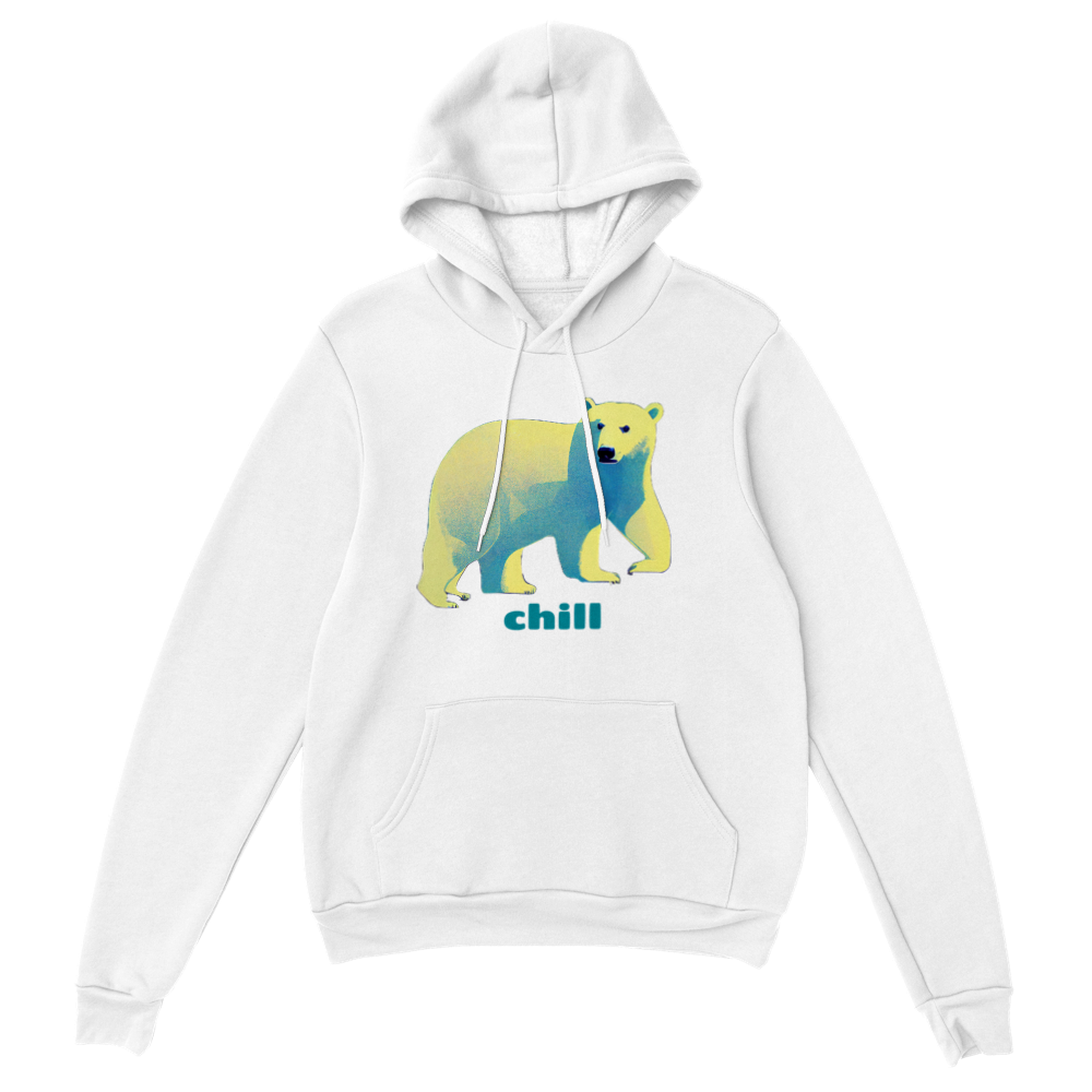 Chill, Polar Bear Print Premium Unisex Pullover Hoodie