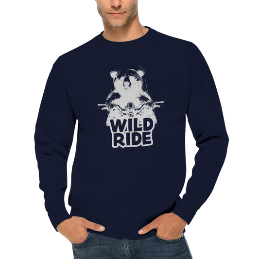 Wild Ride Bear Riding a Motorcycle Premium Unisex Crewneck Sweatshirt