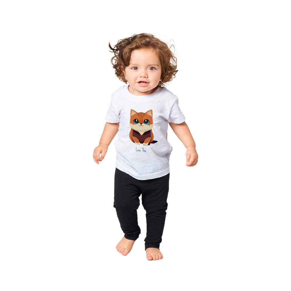 Cute Munchkin Kitten Print Classic Baby Crewneck T-shirt