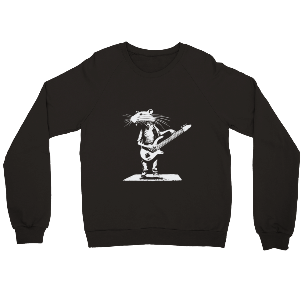 Rat Playing a Bass Guitar Premium Unisex Crewneck Sweatshirt