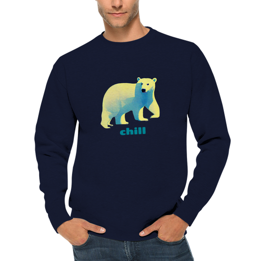 Chill, Polar Bear Print Premium Unisex Crewneck Sweatshirt