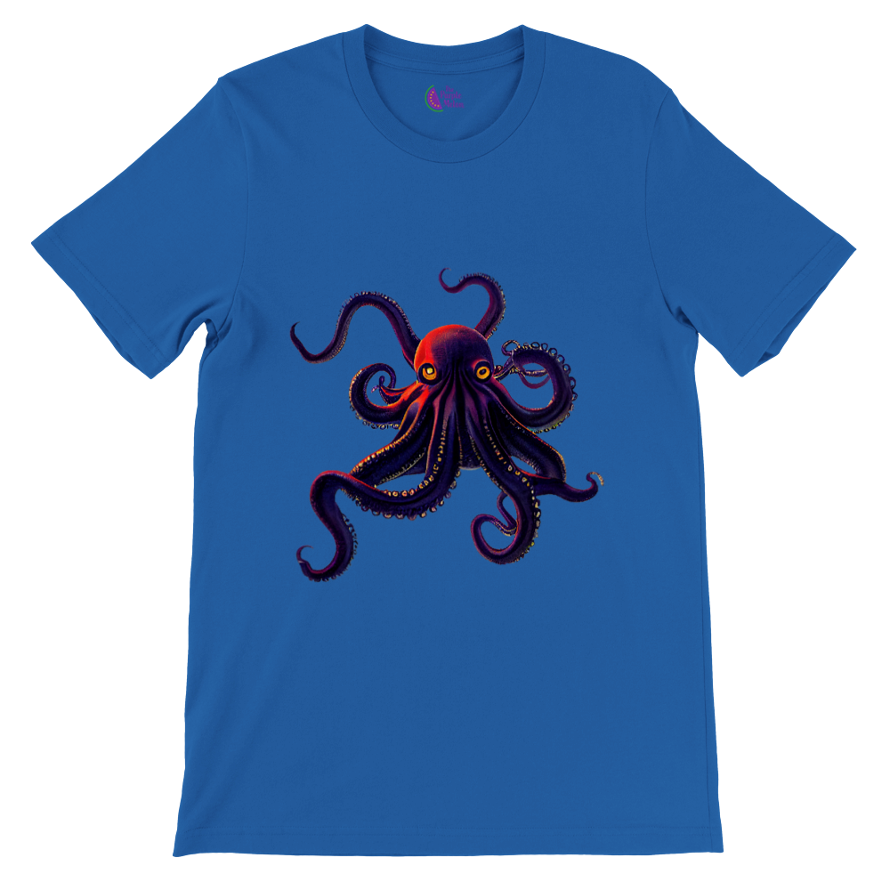 royal blue t-shirt with an octopus print