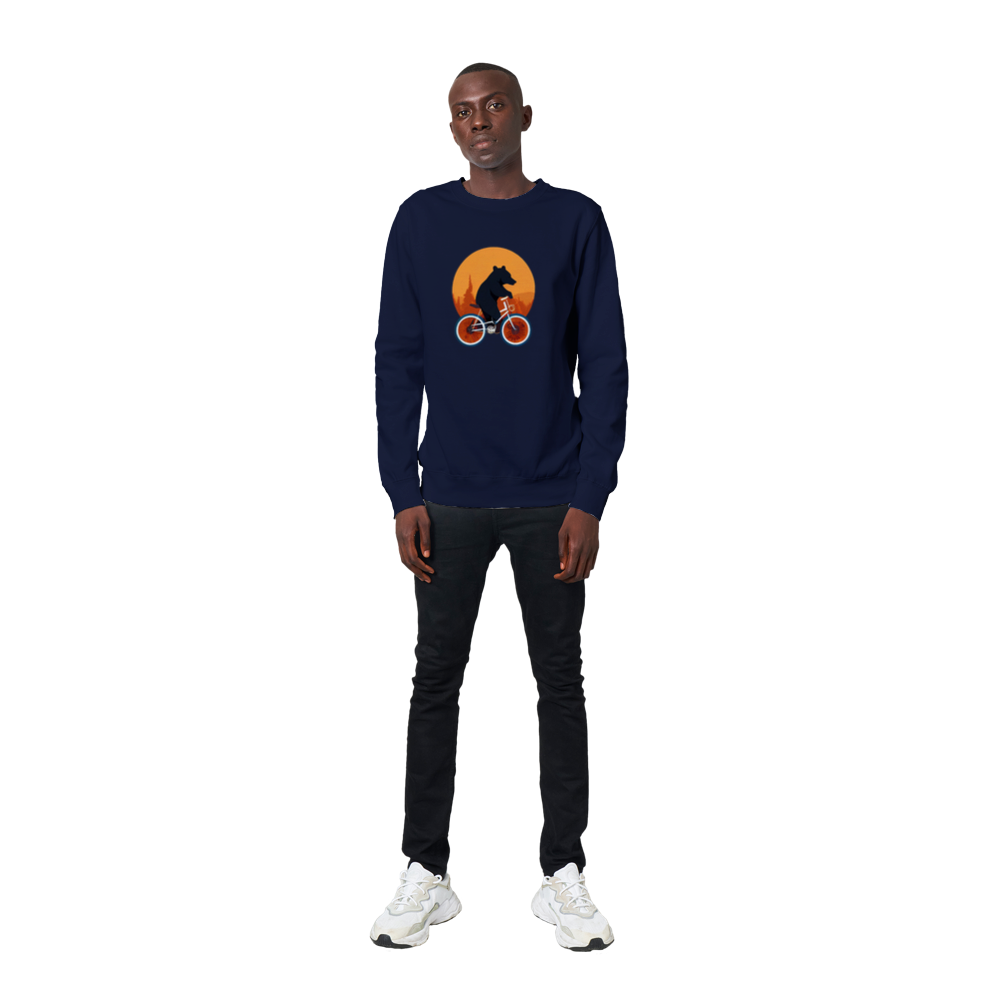 Bear Riding a Bike Premium Unisex Crewneck Sweatshirt