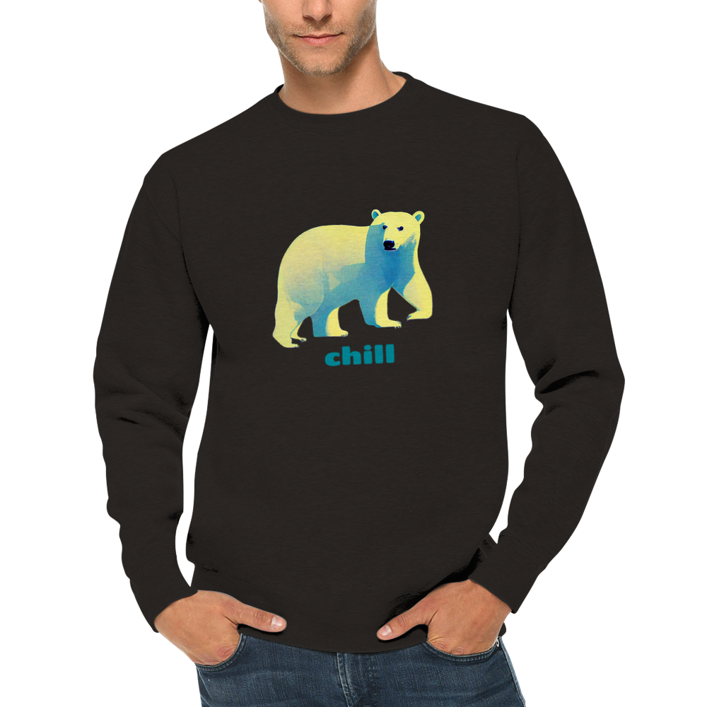 Chill, Polar Bear Print Premium Unisex Crewneck Sweatshirt