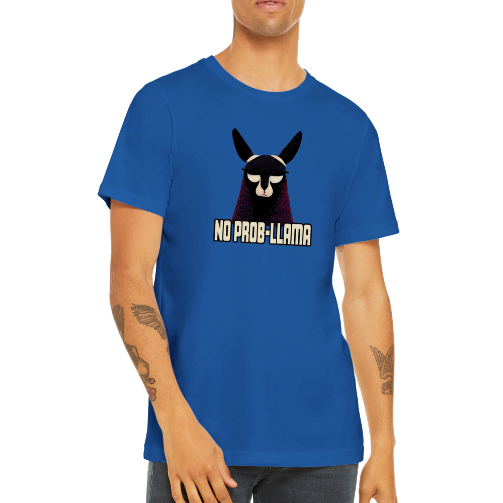 No Prob-Llama Print Premium Unisex Crewneck T-Shirt - Your Fun and Stylish Wardrobe Essential!