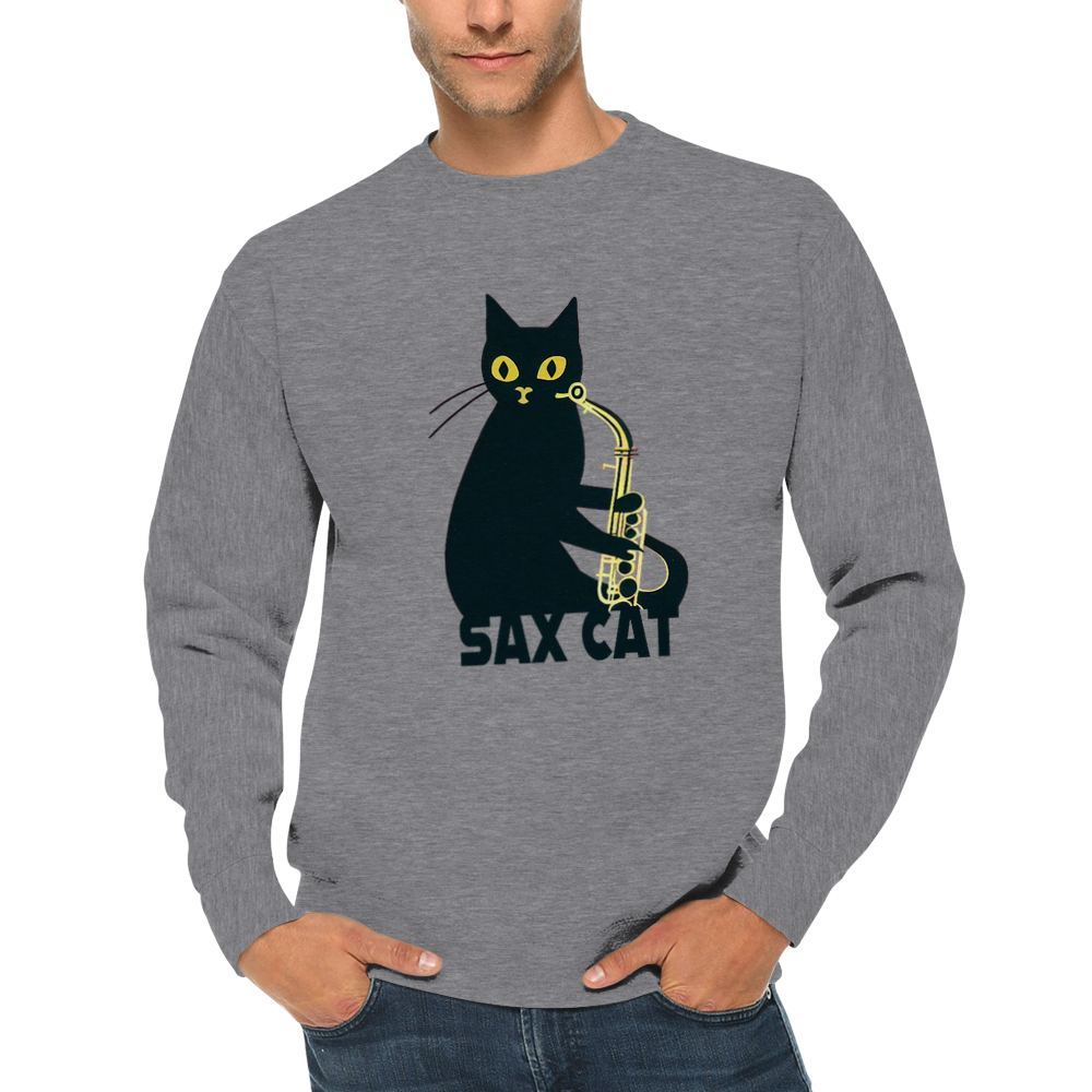 Sax Cat Print Premium Unisex Crewneck Sweatshirt