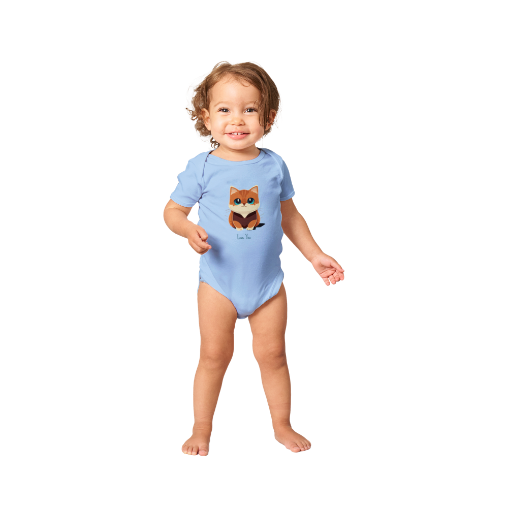 Cute Munchkin Kitten Print Classic Baby Short Sleeve Onesies