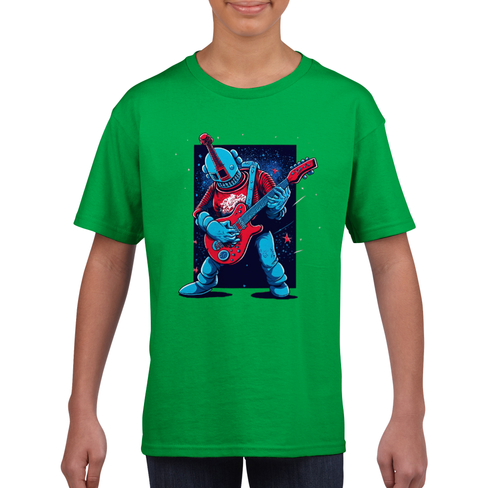Space Robot Playing Guitar Classic Kids Crewneck T-shirt