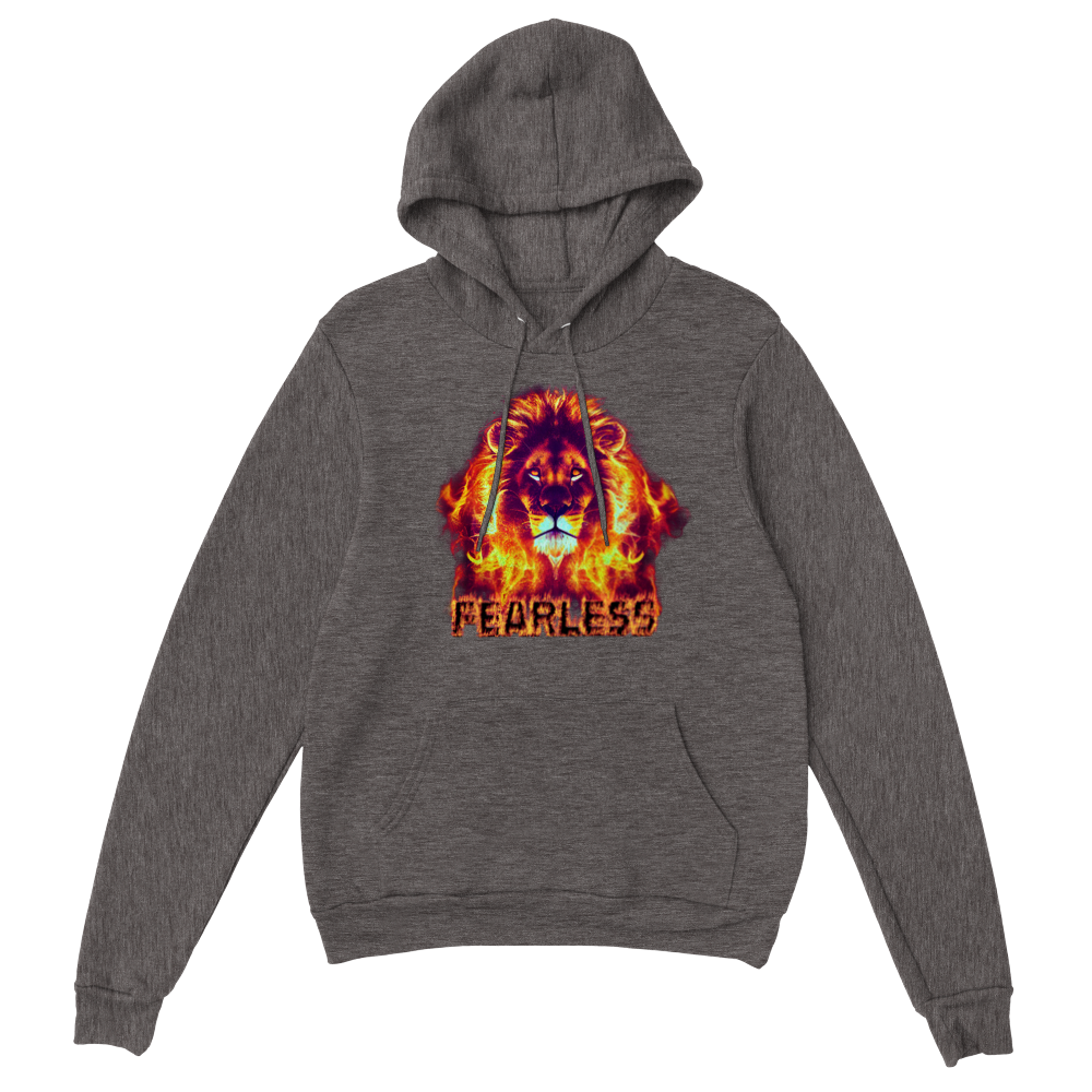 Fearless Flaming Lion Premium Unisex Pullover Hoodie.