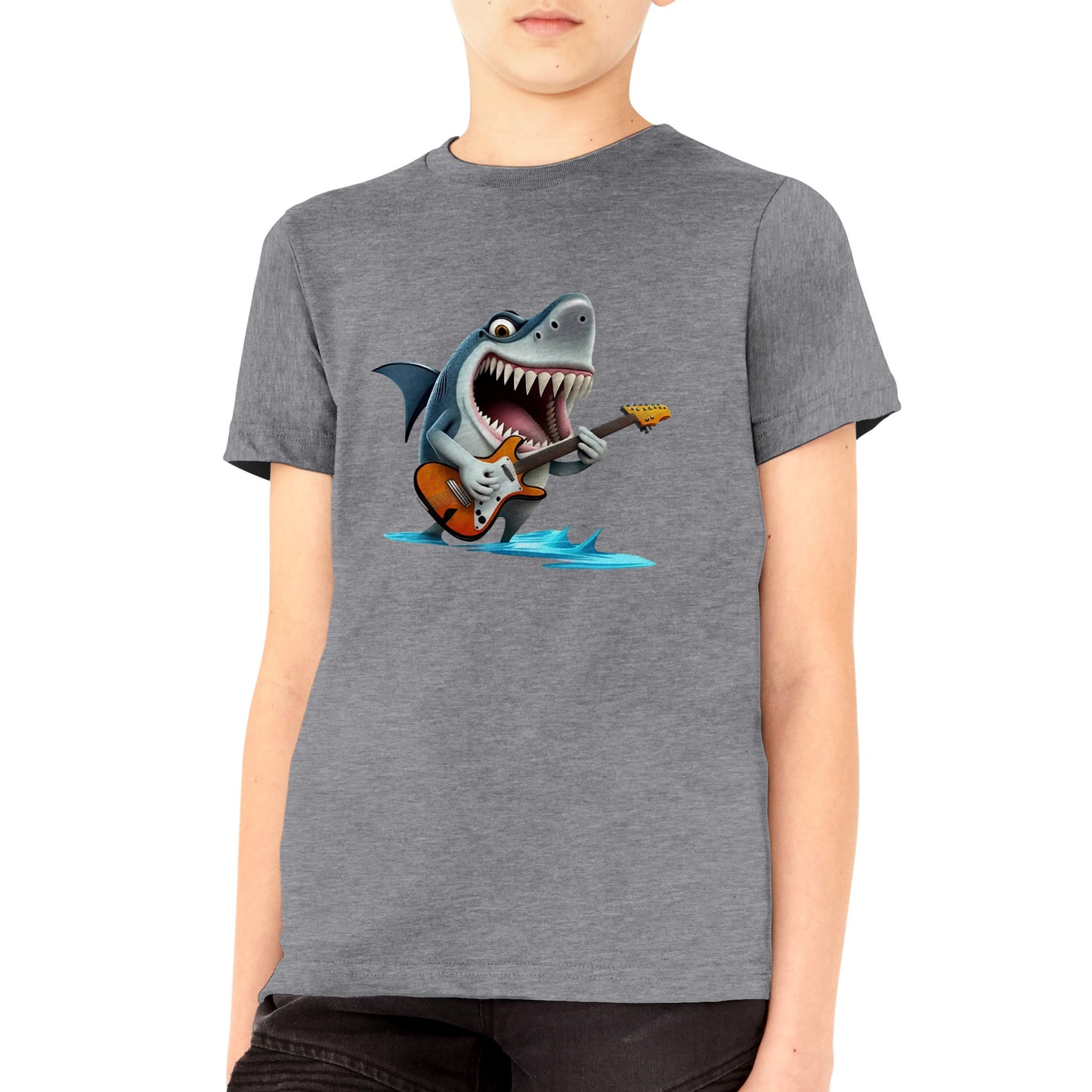 Shark Playing the Guitar Premium Kids Crewneck T-shirt