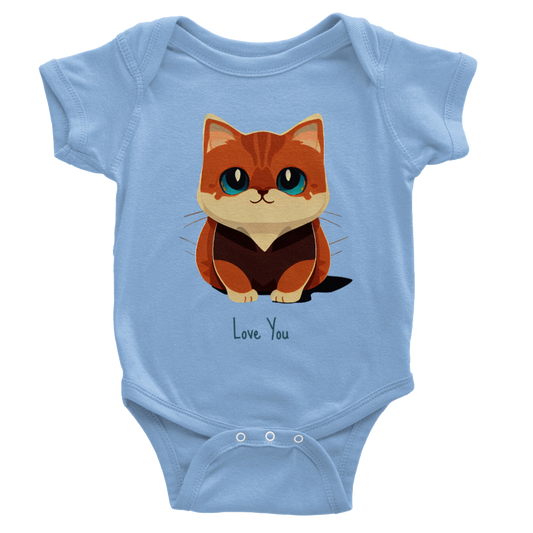 Cute Munchkin Kitten Print Classic Baby Short Sleeve Onesies