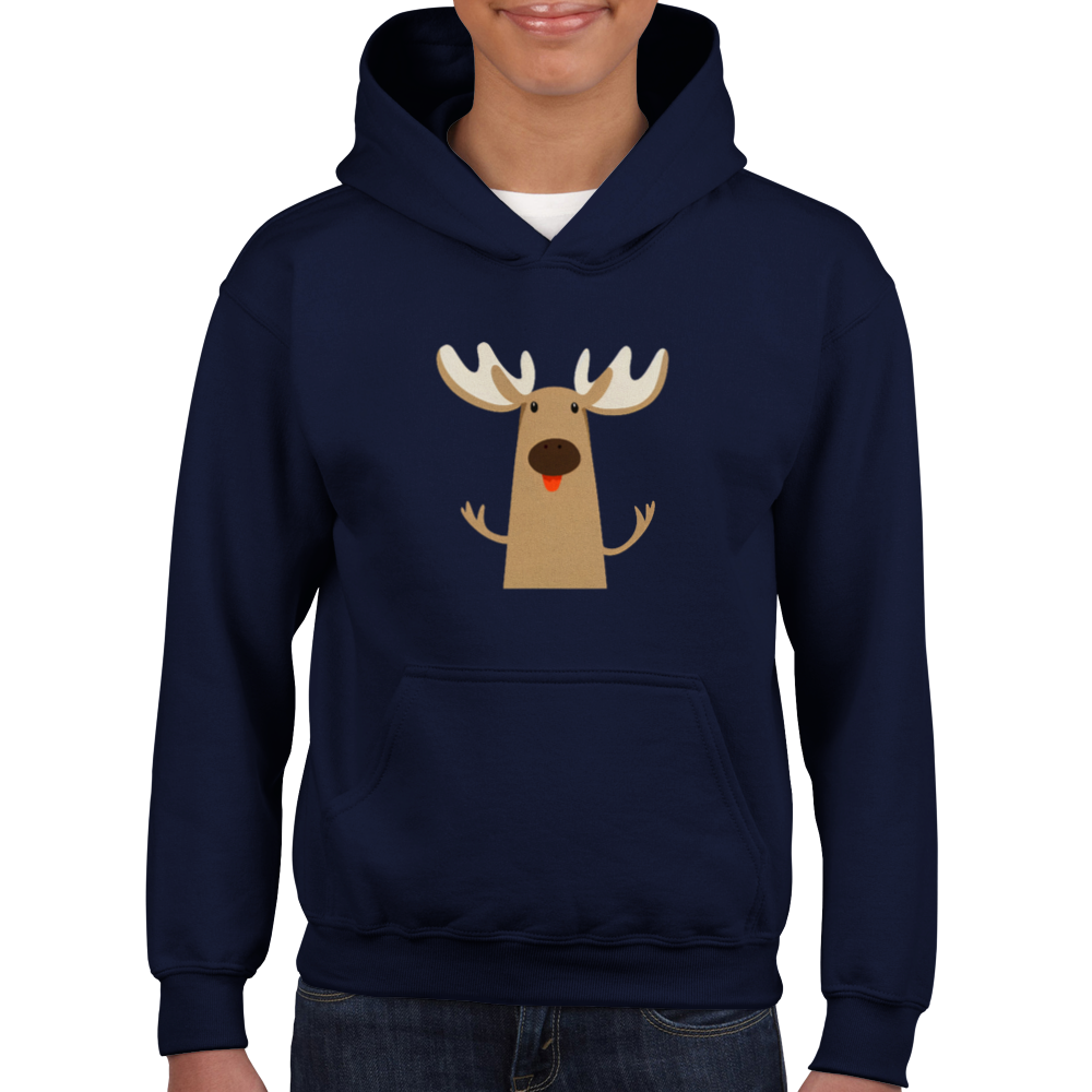 Moose Print Classic Kids Pullover Hoodie