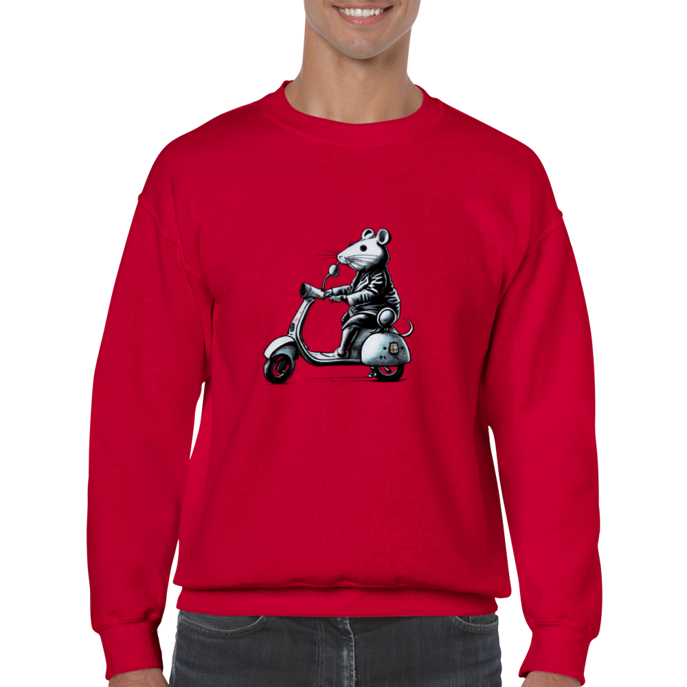Rat Riding a Motor Scooter Classic Unisex Crewneck Sweatshirt