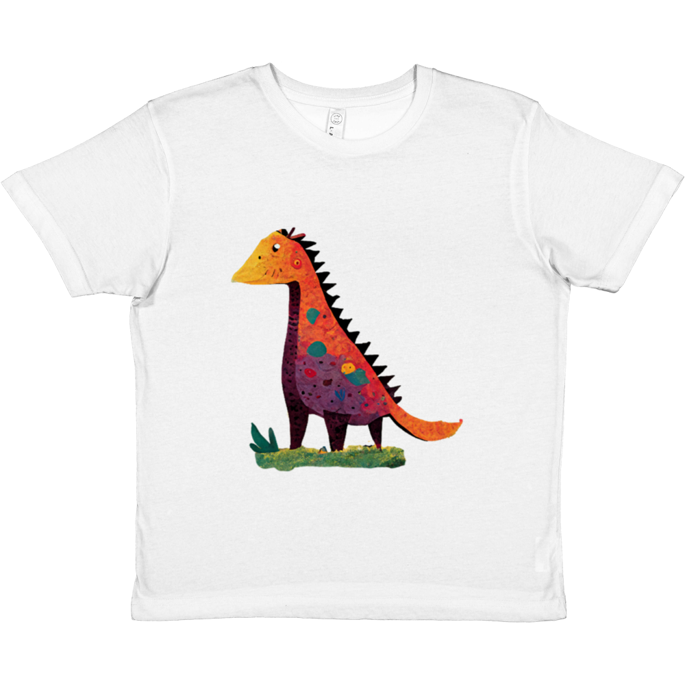 Cute Orange & Purple Dinosaur Print Premium Kids Crewneck T-shirt