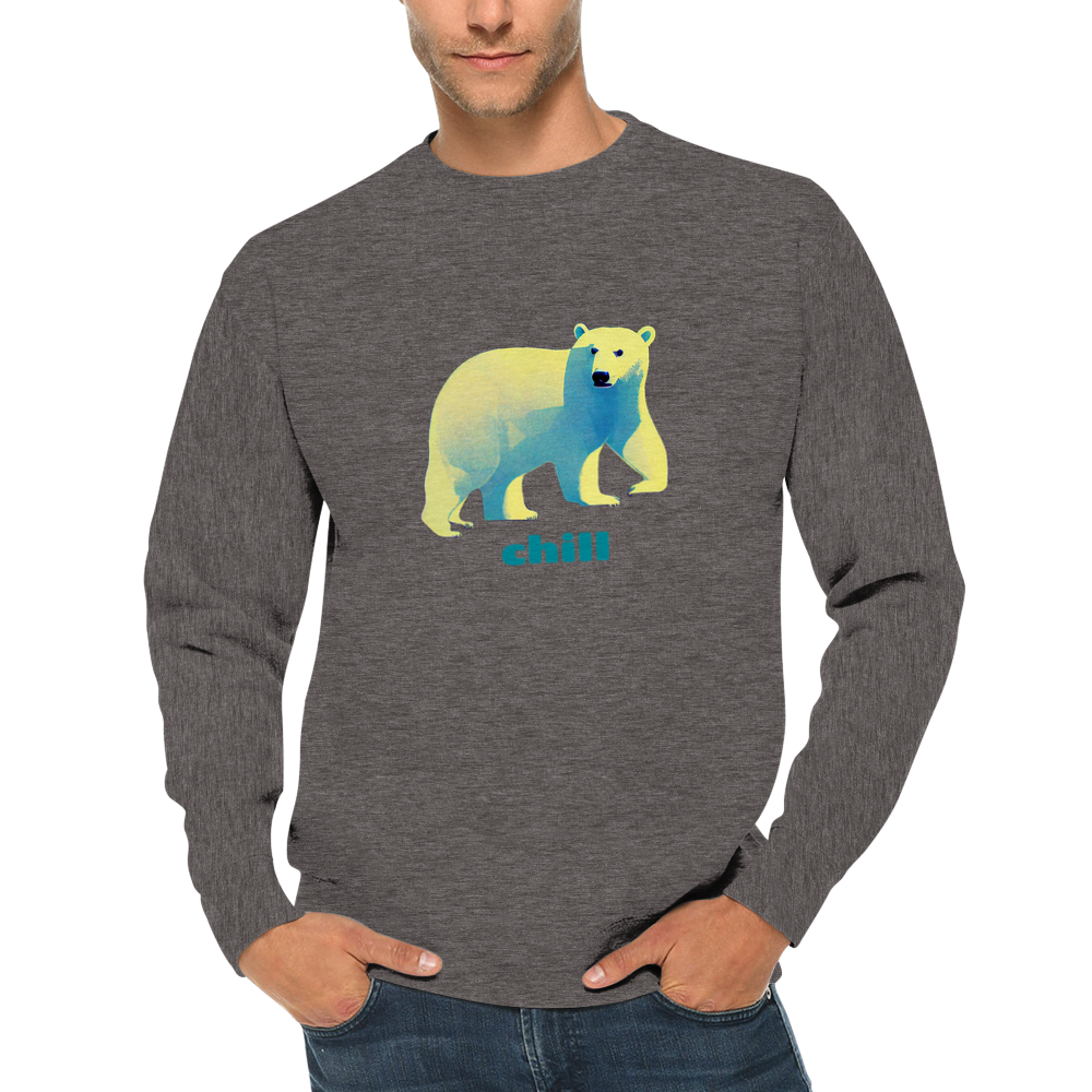 Chill, Polar Bear Print Premium Unisex Crewneck Sweatshirt