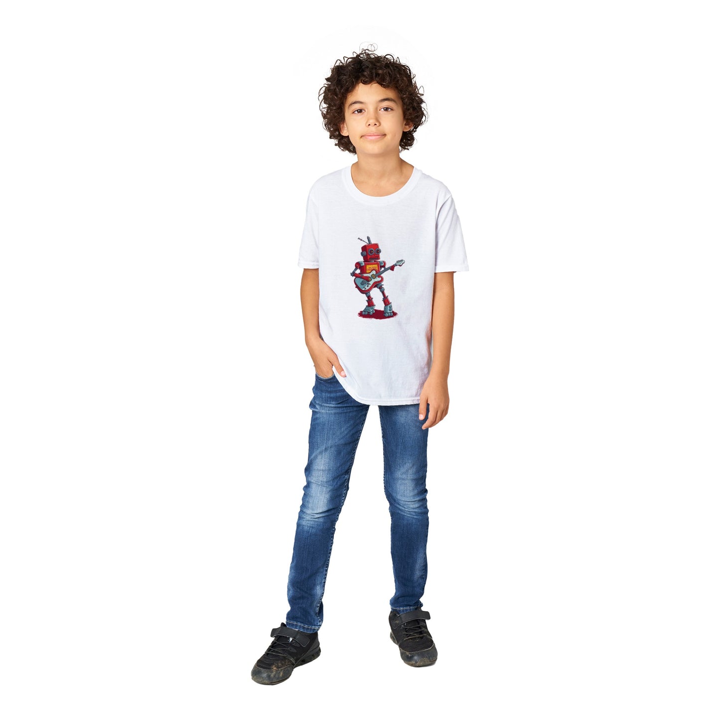 Robot playing the guitar Classic Kids Crewneck T-shirt