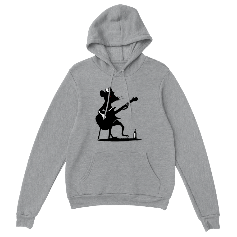 Rat Playing the Guitar Sitting on a Stool Premium Unisex Pullover Hoodie