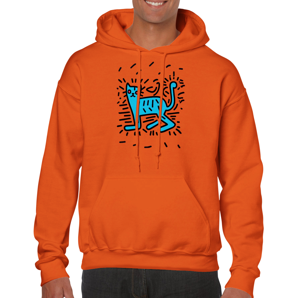Pop Art Cat Print Classic Unisex Pullover Hoodie.