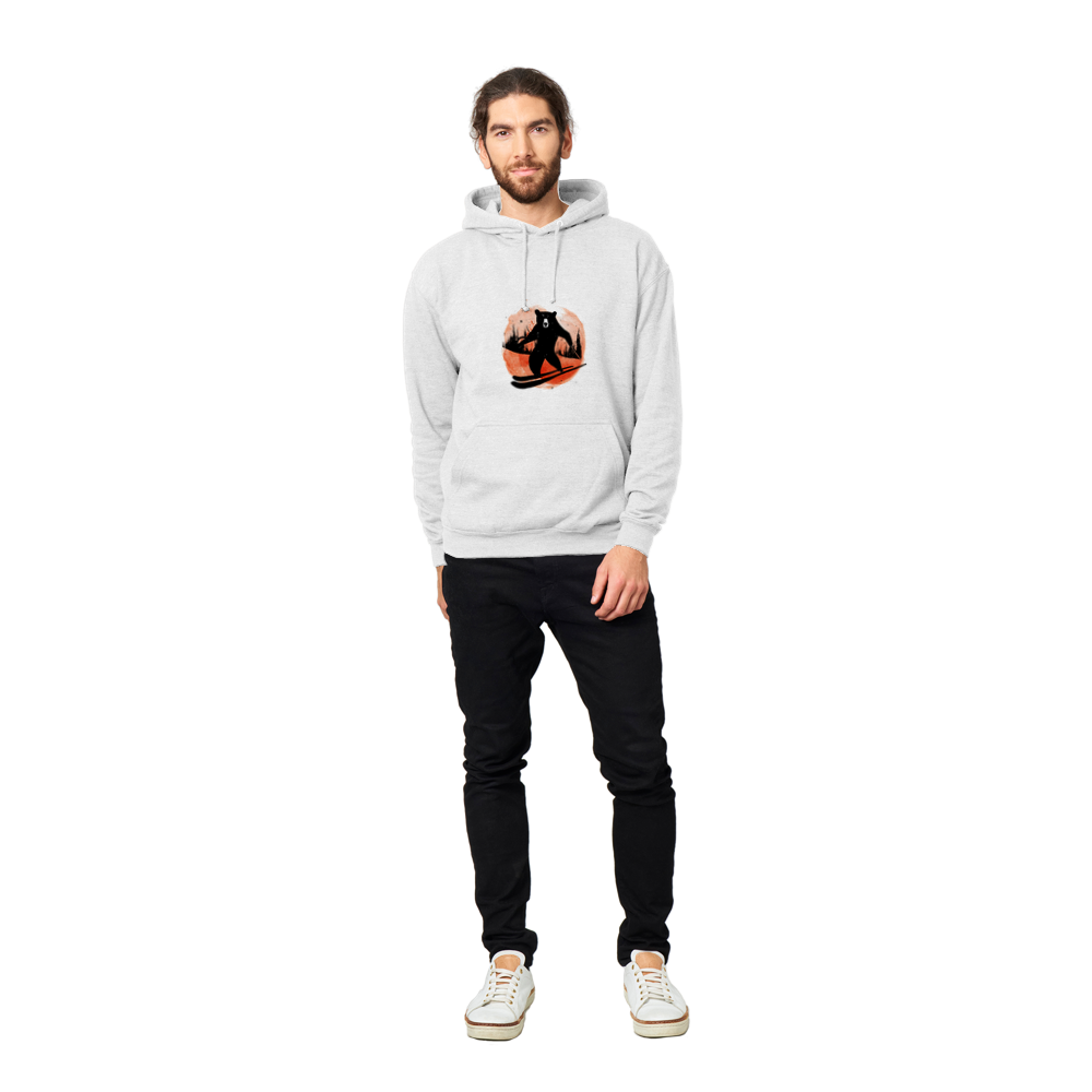 Skiing Bear Print Premium Unisex Pullover Hoodie