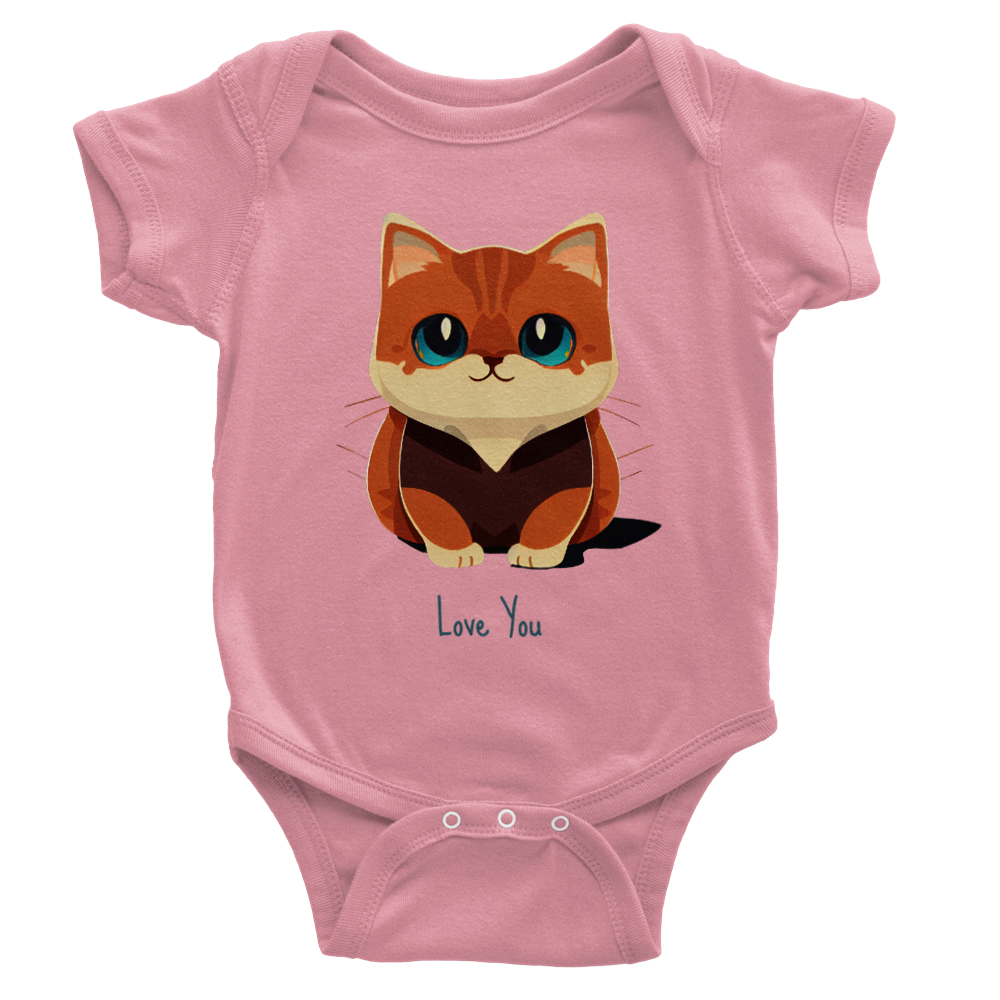 Cute Munchkin Kitten Print Classic Baby Short Sleeve Onesies