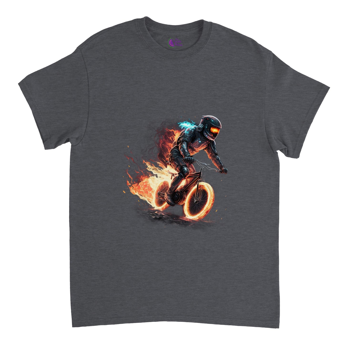 Space Robot on Fire Downhill Mountain biking Heavyweight Unisex Crewneck T-shirt