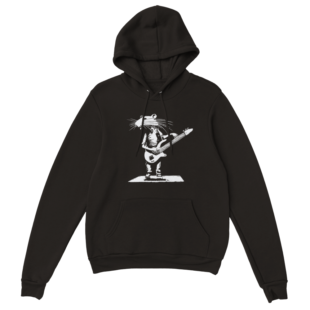 Rat Playing a Bass Guitar Premium Unisex Pullover Hoodie