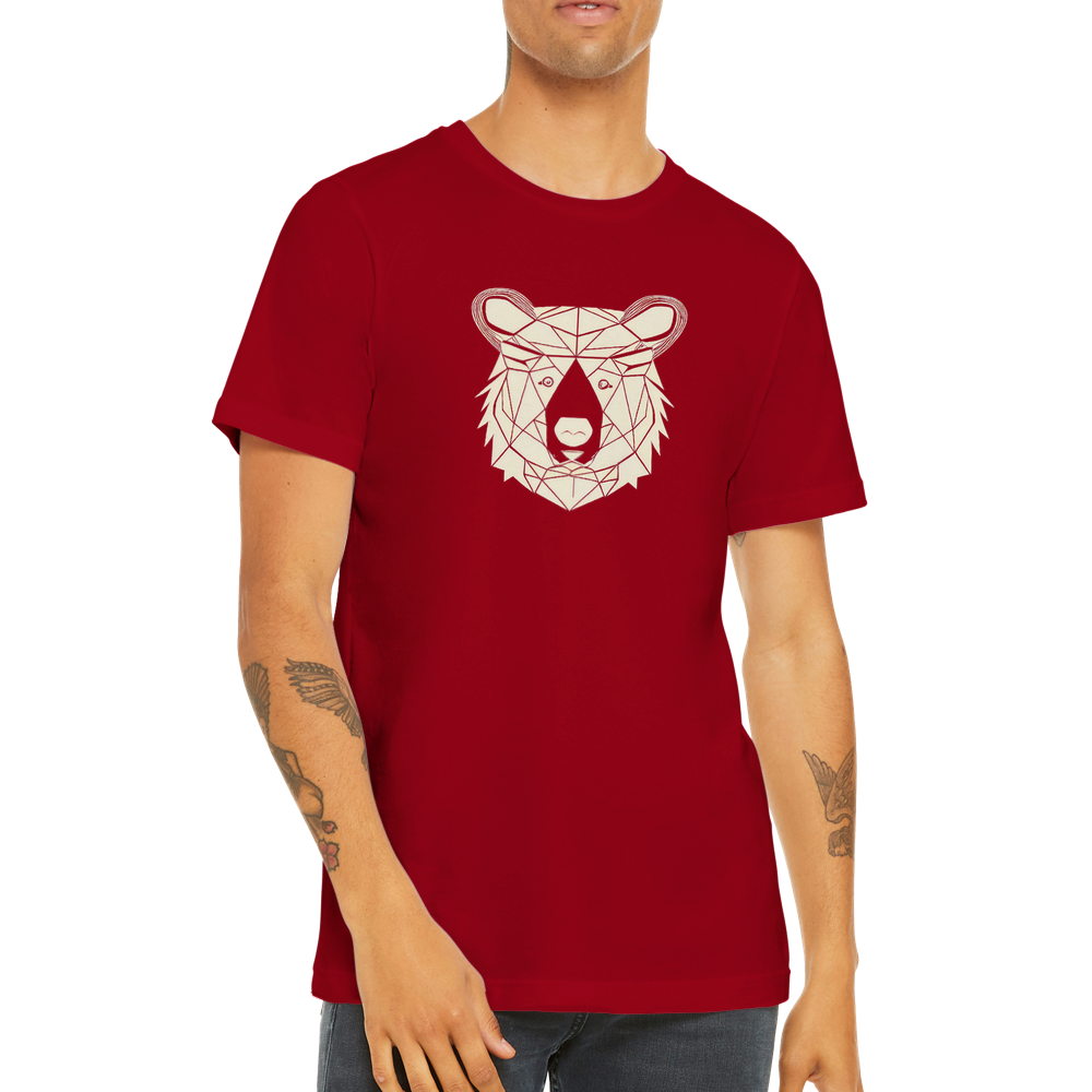 Guy wearing a red t-shirt with a bear print