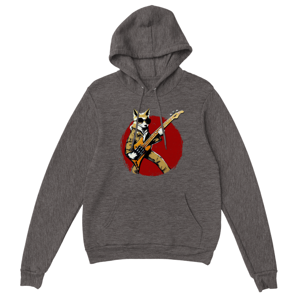 Fox Playing a Bass Guitar Premium Unisex Pullover Hoodie