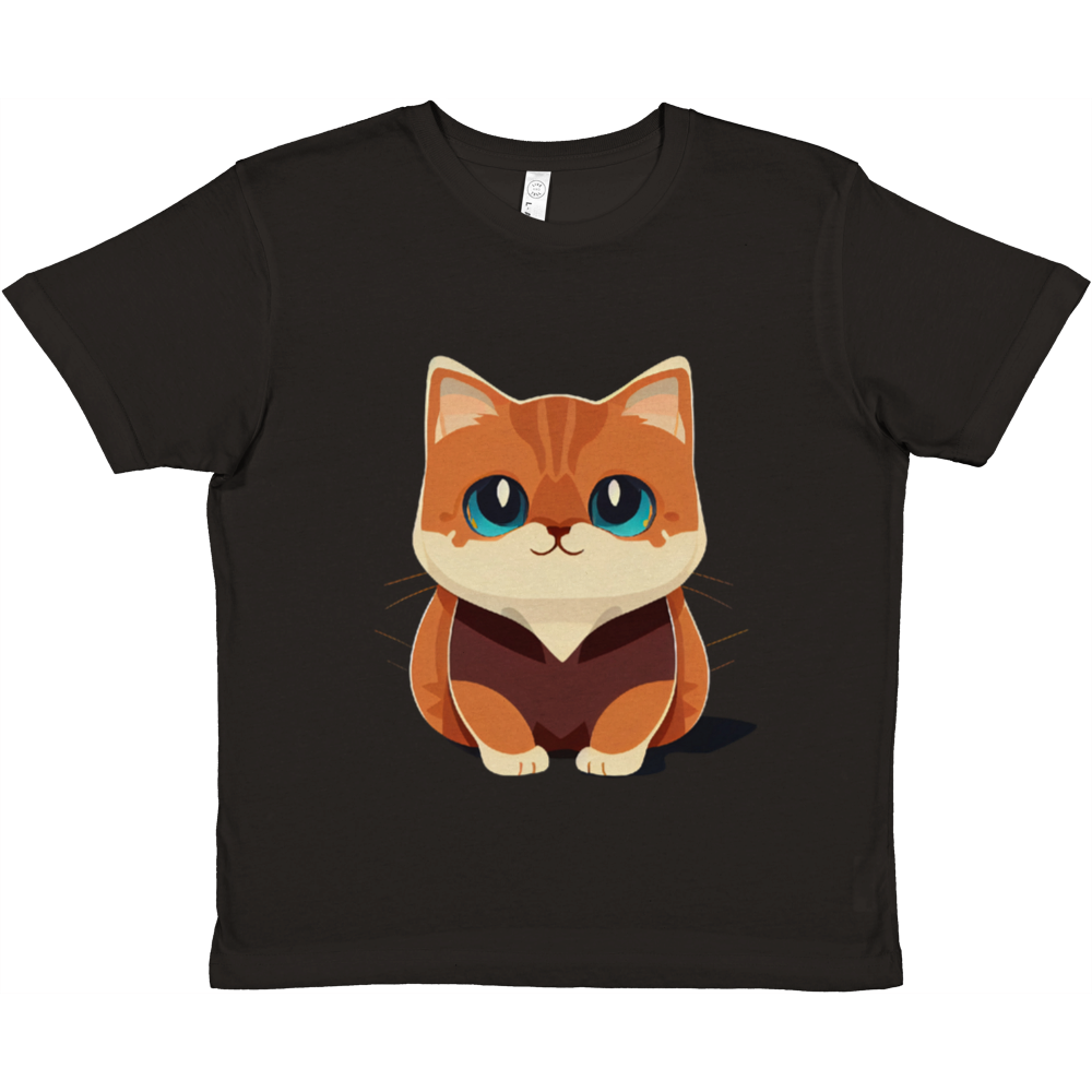 Kids black t-shirt with adorable munchkin kitten print