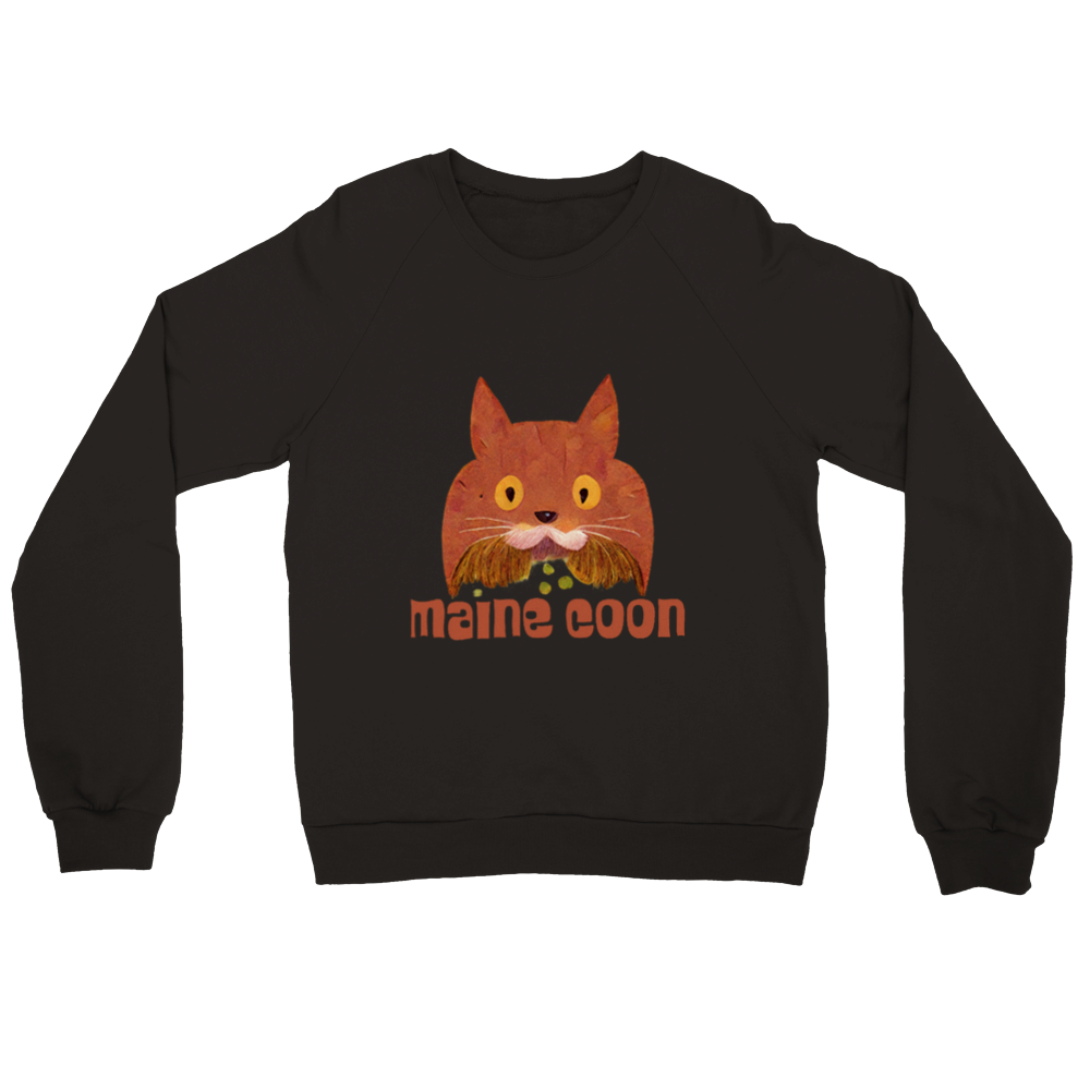 Cute Maine Coon Print Premium Unisex Crewneck Sweatshirt.