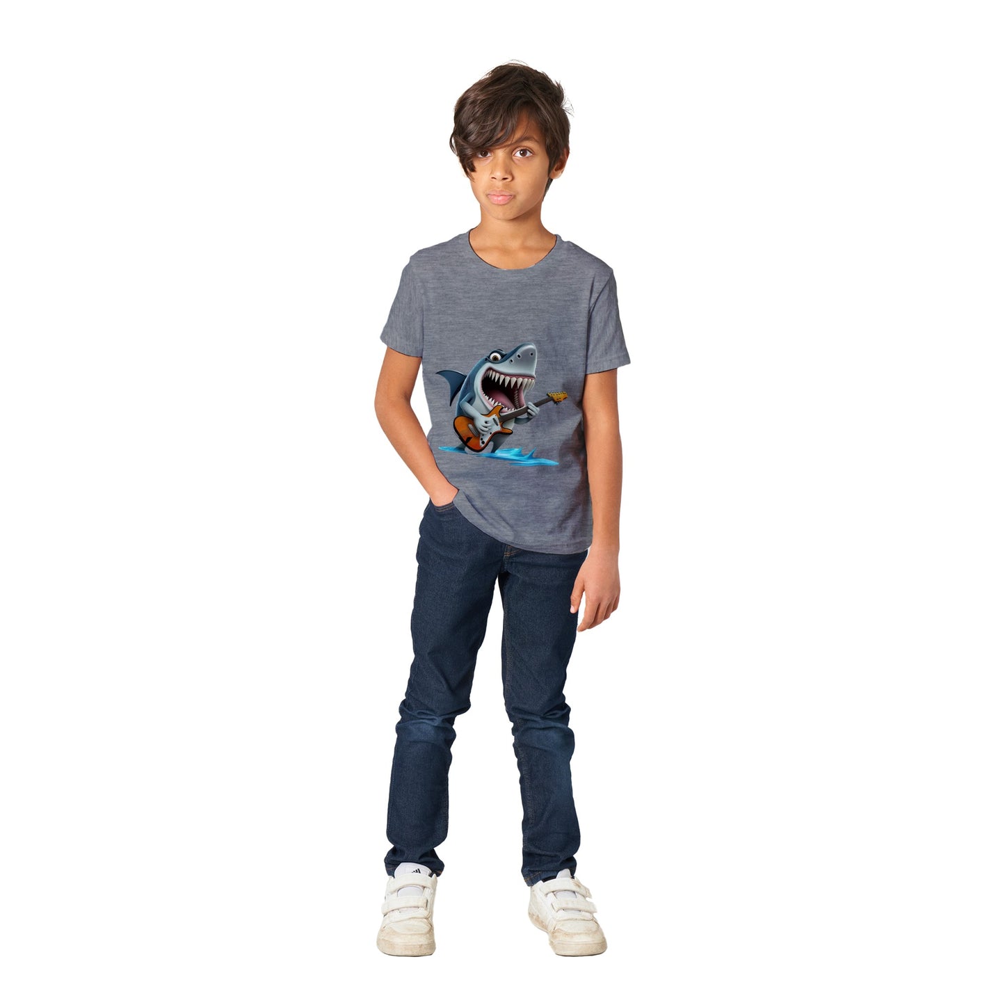 Shark Playing the Guitar Premium Kids Crewneck T-shirt