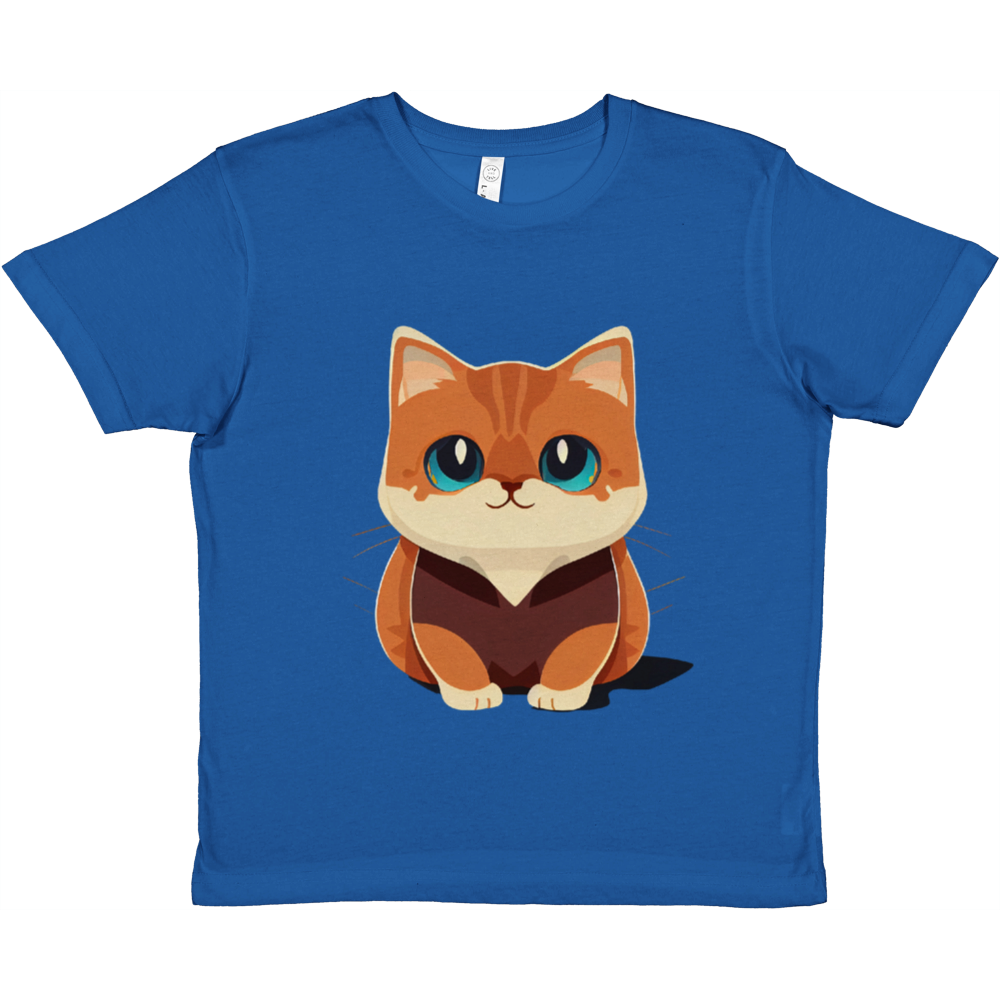 Kids royal blue t-shirt with adorable munchkin kitten print